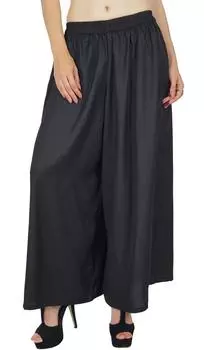 Bimba женские расклешенные вискозные простые эластичные талии широкие брюки палаццо на заказ Large чёрный