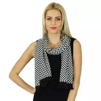 Bimba женский длинный хлопковый шарф с принтом и кистями, аксессуары для шарфов, подарок для One size белый