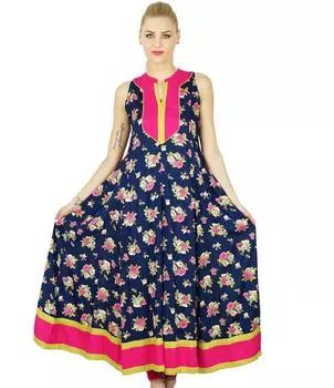 Bimba Женский индийский этнический цветочный топ Anarkali на заказ Kurta Kurti Flaired Top 10 разноцветный