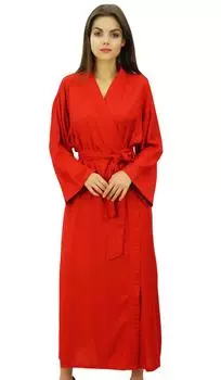 Бимба Женский Твердый Район Халат Готовится Невеста Подружка Невесты Прикрытие Макси 10 красный