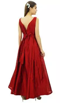 Бимба женское элегантное длинное расклешенное свадебное платье подружки невесты с v-образным вырезом для выпускного вечера макси 14 красный