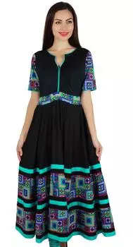 Бимба Женское Черное Бохо Шикарное Платье Дизайнер Этническая Курта Курти Индийский Заказ 10 чёрный