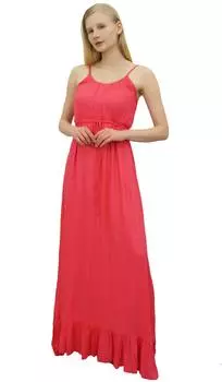 Bimba Женское Персиковое Макси Спагетти Ремень Длинное Платье Повседневное Лето 10 персиковый