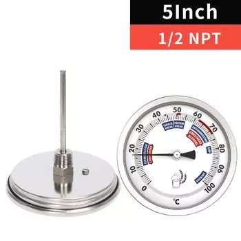 Биметаллический зондовый термометр с циферблатом из нержавеющей стали для бытового бойлера, для приготовления дистиллированной воды, для спиртового термометра, аксессуары