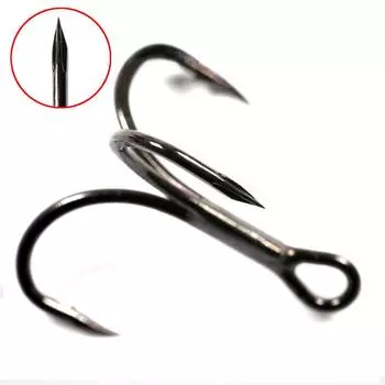 Bimoo, 10 шт., очень острые тройные крючки со стрелками, черный никель, красный, серый цвет, рыболовная приманка, спиннер, приманка, вспомогательные/запасные крючки #6 чёрный