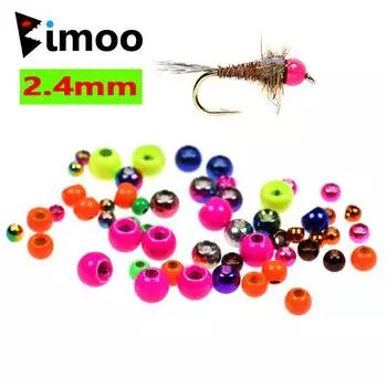 Bimoo, 20 шт./пакет, 3/32, 2,4 мм, латунные бусины для завязывания мух, окрашенные бусины для завязывания мух, медные бусины, розовые, оранжевые, радужные, зеленые