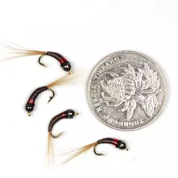 Bimoo 4 шт. # 14 вольфрамовая бусина с головой павлина и перо джиг нимфа муха