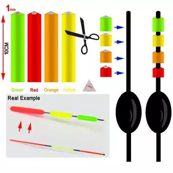Bimoo 4 шт. для 1 мм поплавкового наконечника для рыбалки, сигнал, увеличение яркого цвета, треугольная трубка, внутренний диаметр 1 мм красный