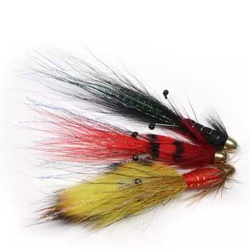 Bimoo 4 шт., конусная головка Fire Tiger/черный/красный Фрэнсис Снаэльда, лососевая трубка, летающие и тройные мухи чёрный