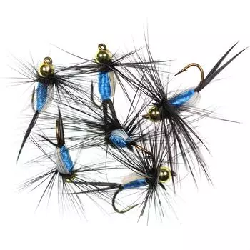 Bimoo, 6 шт. #12, бусина, синяя нимфа, муха, осветляющая камнекрылка, нимфа, сухая форель, краппи, наживка для рыбалки, плавающий колючий крючок #12