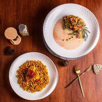 Бинауральная тарелка Керамическая японская тарелка Бытовая западная еда Коммерческая посуда, высококачественная тарелка для стейков Рыба на пару