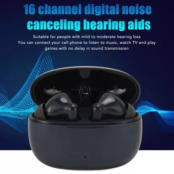 Бинауральные слуховые аппараты, Bluetooth, регулируемый перезаряжаемый усилитель слуха с зарядным чехлом для пожилых людей