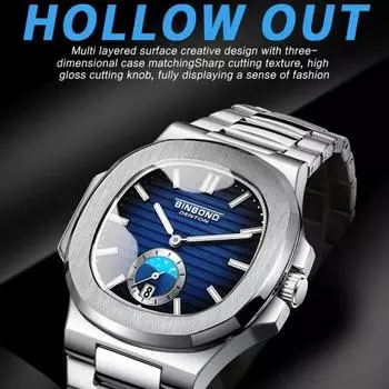 BINBOND Luminous Waterproof Date Fashion Quartz Wrist Watches Casual Business Clock Men Luxury Quartz Watch белый