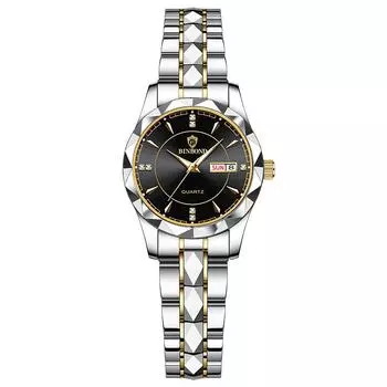 BINBOND Оригинальные водонепроницаемые кварцевые часы для женщин, модные женские часы с браслетом, роскошный ремешок из нержавеющей стали, женские часы с датой и неделей