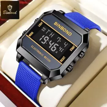 BINBOND Спортивные водонепроницаемые наручные часы модные цифровые часы для мужчин киберпанк дисплей часы обратного отсчета электронные часы чёрный