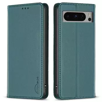 BINFEN COLOR BF18 Protective Case for Google Pixel 8 Pro Phone Case Leather Flip Cover with Card Holder Green