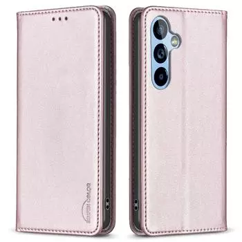 BINFEN COLOR BF18 PU Leather Case for Samsung Galaxy A54 5G,Card Holder Stand Magnetic Phone Cover Rose Gold