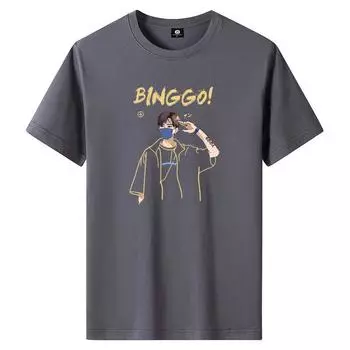 Binggo M-6XL Мужская футболка из чистого хлопка с короткими рукавами и круглым вырезом для мальчиков M