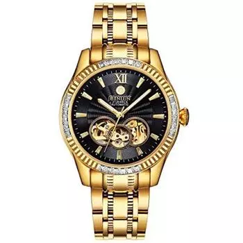 BINLUN водонепроницаемые полностью автоматические часы для джентльменов класса люкс 18-каратное покрытие 48G