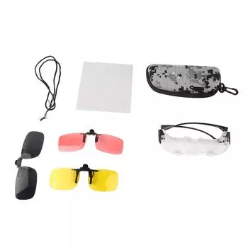 Бинокулярные очки с увеличительным стеклом, рыболовные очки 4X с 3-цветным поляризованным фильтром-клипсой, комфортной носовой накладкой
