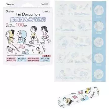Бинты для экстренной помощи скейтера, размер M увеличен, 100 штук, бинт I m Doraemon Sanrio, сделано в Японии QQB100-A