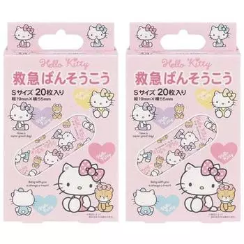 Бинты для оказания первой помощи фигуристу, размер S, 40 шт. (20 шт. x 2 комплекта) Бандаж Hello Kitty Пастельный цветной Sanrio Cut Band QQB2-A