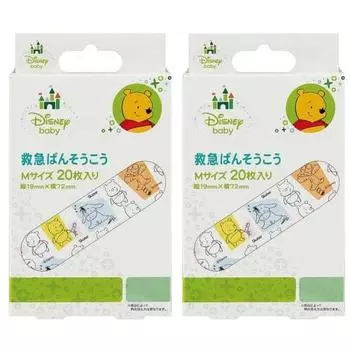 Бинты для оказания первой помощи скейтеру Disney Winnie the Pooh Baby размер M 40 шт. (20 шт. x 2 комплекта) Бинт сделан в Японии QQB1-A