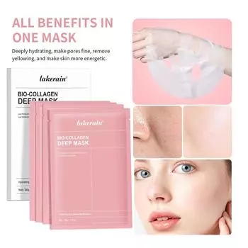 Bio-Collagen Real Deep Mask Дополнение коллагеновая увлажняющая ночная гидрогелевая маска Улучшение эластичности Сужение пор Укрепление 1pcs