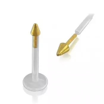 Био-Пласт Украшение для пирсинга губы с губной серьгой и конусовидной головкой, золото 14 карат