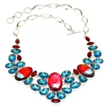 Био-турмалиновый кварцевый швейцарский голубой кварц, ювелирное ожерелье ручной работы 16-18