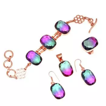 Био-турмулиан 14 карат розовое золото позолоченные ювелирные изделия браслеты и серьги 7-8