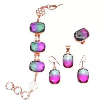 Био-турмулиан 14 карат розовое золото позолоченные ювелирные изделия браслеты и серьги 7-8