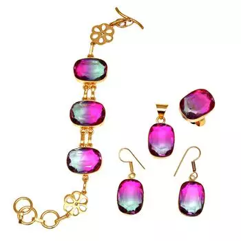 Био-турмулиан 14 карат розовое золото позолоченные ювелирные изделия браслеты и серьги 7-8