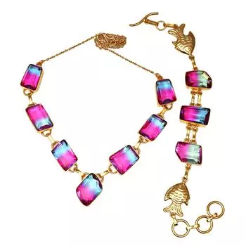 Био-турмулиан 14-каратное золотое покрытие ювелирные изделия ожерелье браслеты 18-20