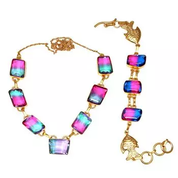 Био-турмулиан 14-каратное золотое покрытие ювелирные изделия ожерелье браслеты 18-20