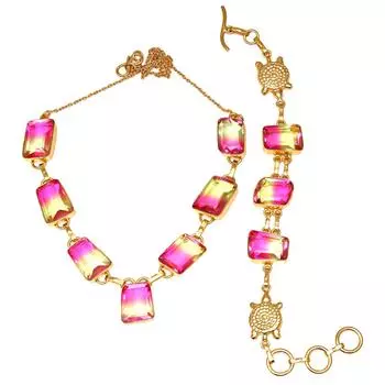 Био-турмулиан 14-каратное золотое покрытие ювелирные изделия ожерелье браслеты 18-20