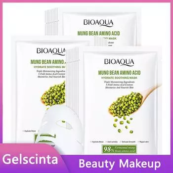 BIOAOUA Увлажняющая и успокаивающая маска с аминокислотами из бобов мунг