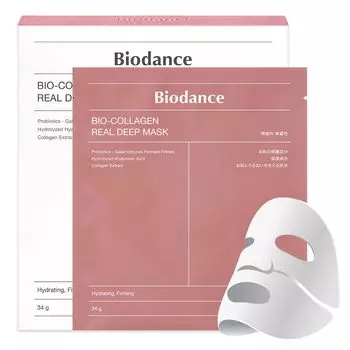 Biodance Bio Collagen Real Deep Mask x 4 Гидрогелевая маска с высоким уровнем увлажнения, сужение пор, уход за кожей, корейская косметика, тканевая маска для лица [Biodance] (34g