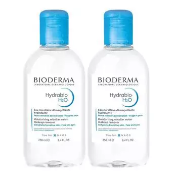 Bioderma Hydrabio H2O 250 мл x 2 Набор для умывания лица Средство для снятия макияжа Очищающая вода для чувствительной сухой кожи Без добавления красителя Без добавления этилового спирта Без масла