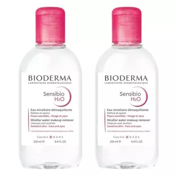 Bioderma Sansibio H2O D 250 мл x 2 флакона очищающее средство для лица с макияжем для чувствительной кожи без этилового спирта без масел без парабенов слабокислотный [Оригинальный продукт] набор,
