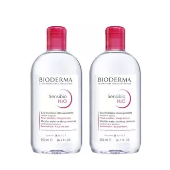 Bioderma Sansibio H2O D 500 мл x 2 флакона для снятия макияжа с лица для чувствительной кожи этиловый слабокислотный [Оригинальный продукт] набор, средство для мытья, для снятия макияжа, вода, кожа,