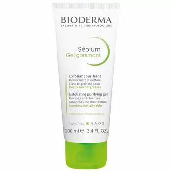Bioderma Sebium Exfoliating Gel 95 г Очищающий скраб для лица Жирная кожа Чувствительная кожа Смешанная кожа Возбуждающая слегка кислая косметика [Оригинальный продукт] Мужская зелёный