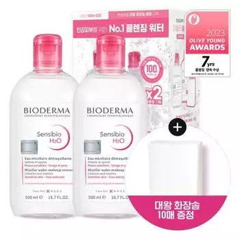 Bioderma Sensibio H2O 500 мл Очищающая вода Double Special (+10 ватных дисков King) single