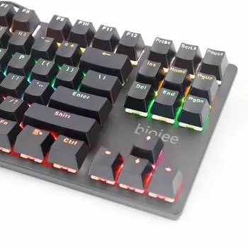 Biojee Проводная механическая игровая клавиатура с 87 клавишами, клавиатура с радужной подсветкой для Windows, ПК, ноутбука чёрный