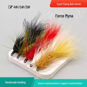 Бионическая приманка для ловли рыбы нахлыстом Wuli Starling Ribbon LF266-8: Имитация приманки с нахлыстовым крючком, доступно более 1000 моделей single piece, 6# чёрный