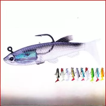 Бионическая светящаяся приманка-подделка для рыбы с двойным крючком и Т-образным хвостом, мягкая свинцовая имитация приманки 9cm/14g