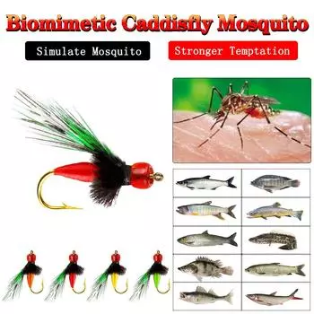 Бионические мушки для ловли комаров, искусственные насекомые-приманки для ловли форели, сухая мушка, приманка для ловли 5 шт. Red/5Pcs