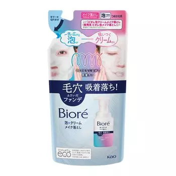 Biore Foam Cream Makeup Remover Refill 170 мл тональная основа и основа от Double Face Wash Очищение [Удаляет поры] [Без масел] [Не требуется]