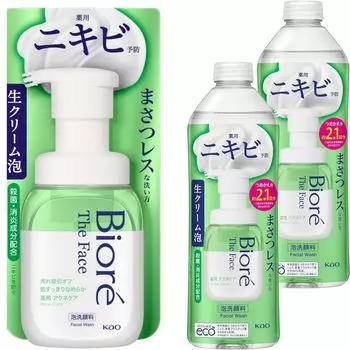 Biore The Face Acne Care основной блок сменный 340 мл бонус включен 1 основной блок 2 сменных блока набор + + +