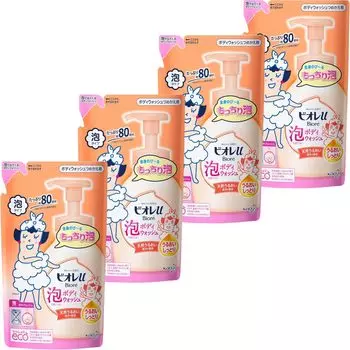 Biore U Foam Body Wash Moist Refill 480 мл Бонусный набор из 4 штук +